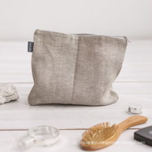 Eco friendly Canvas Makeup Bag Plain Cosmetic Bag Linen Zipper Pouch